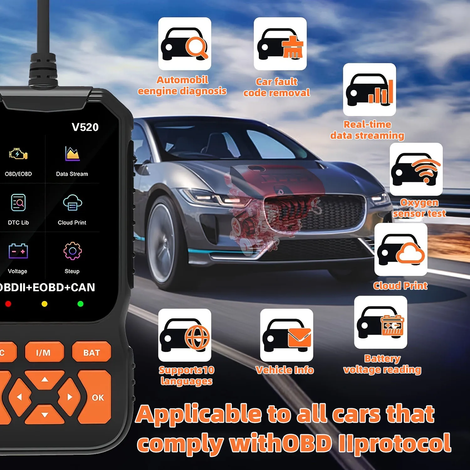 Yanace Scanner Diagnostico Auto: Lettore Codici Full CAN, Test Batteria, Dati in Tempo Reale, Diagnostica Guasti, Strumento di Scansione Luci di Avvertimento Motore - immagine 4