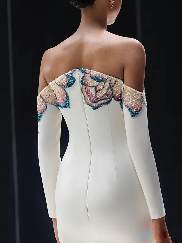 أحدث فستان ماكسي طويل مطرز بالخرز لعام 2025 من HIG...