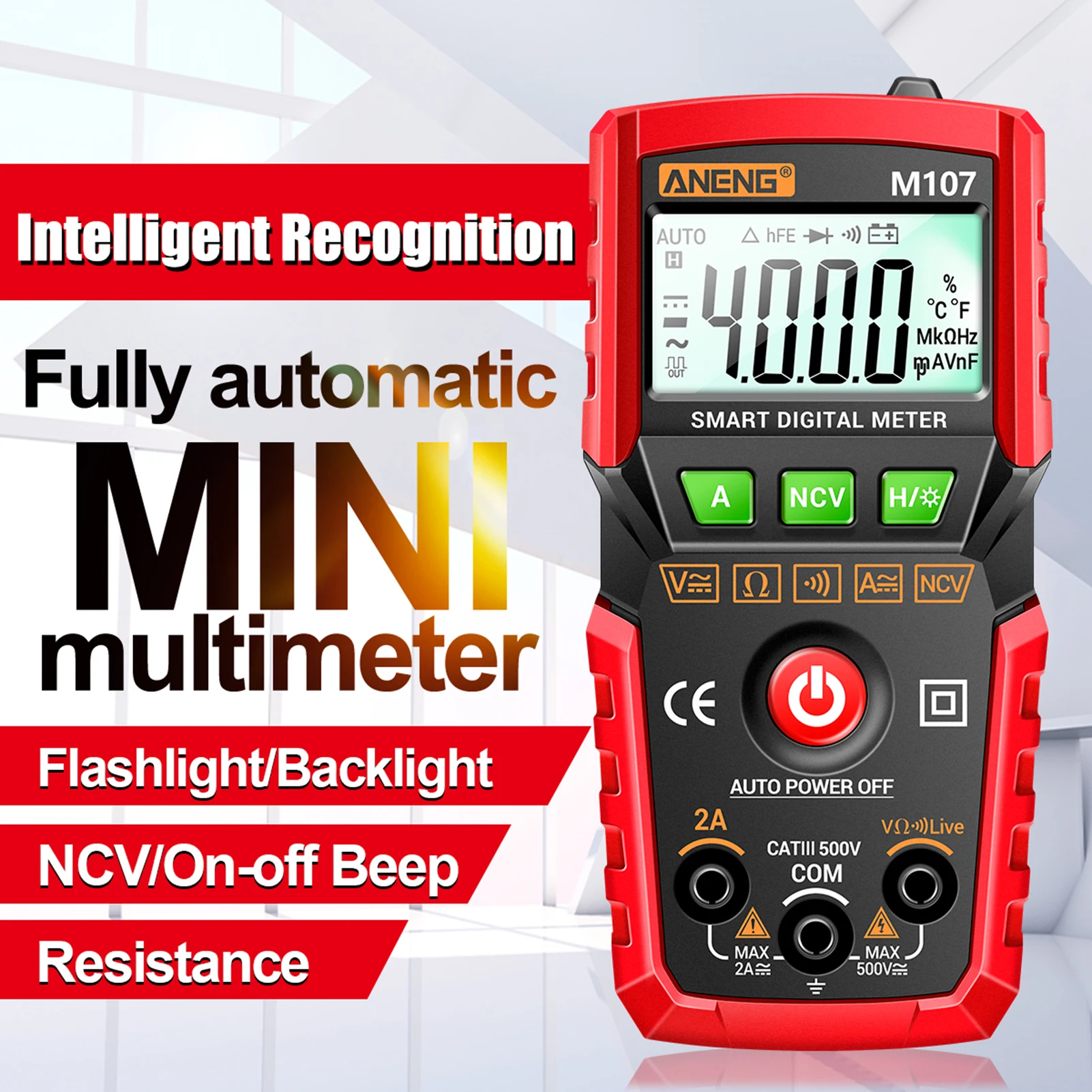 Aneng M107 Smart Digital Multimeter 4000 Counts Ncv Universal Meter