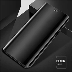 Sleek Plating Mirror Flip Leather Kickstand Phone Case - POCO M3 (Black)