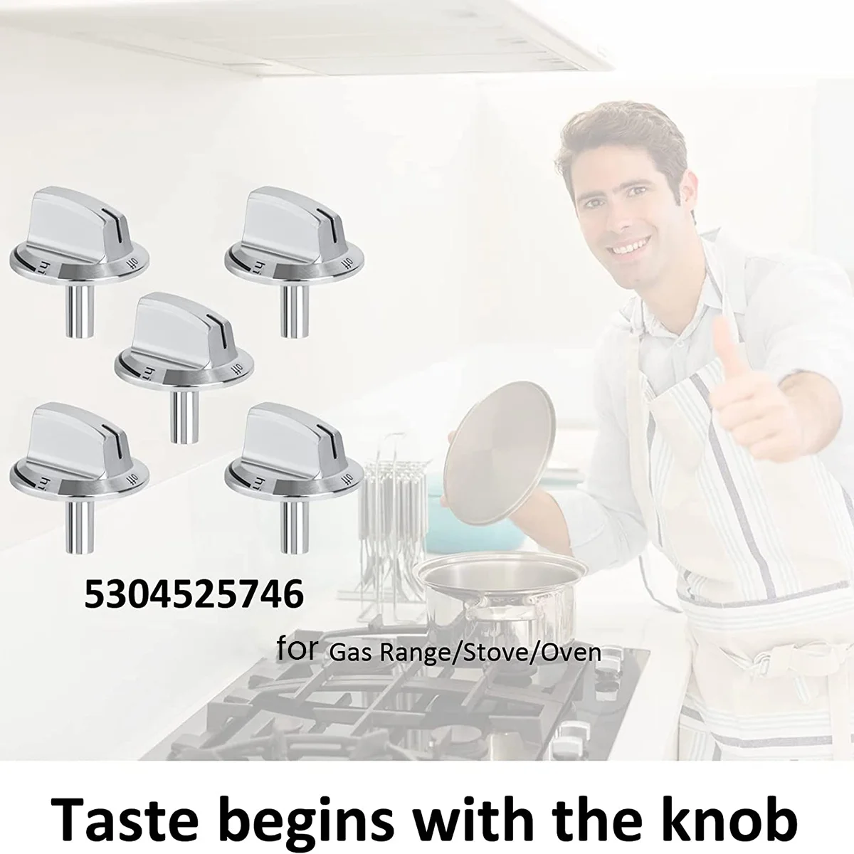 

5 Packs Upgrade 5304525746 Long Stem Stove Knobs Replacements, Compatible with Frigidaire Gas Stove Range Oven Knobs