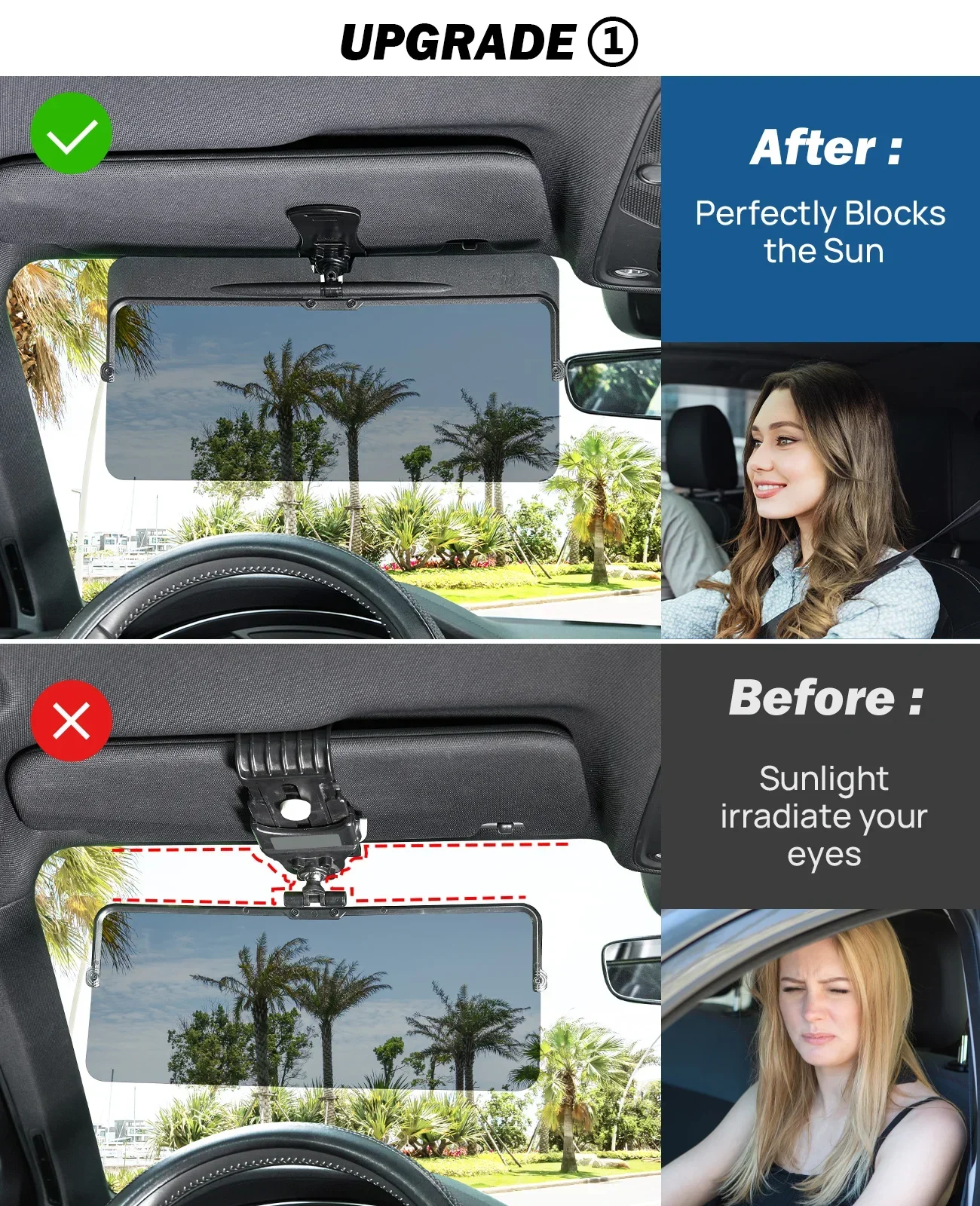 Universal Car Sun Visor Rotatable Adjustable Anti-Dazzle Anti-UV Polarized Sunshade Plate Clear Vision SUVs Trucks Accessories car sun visor