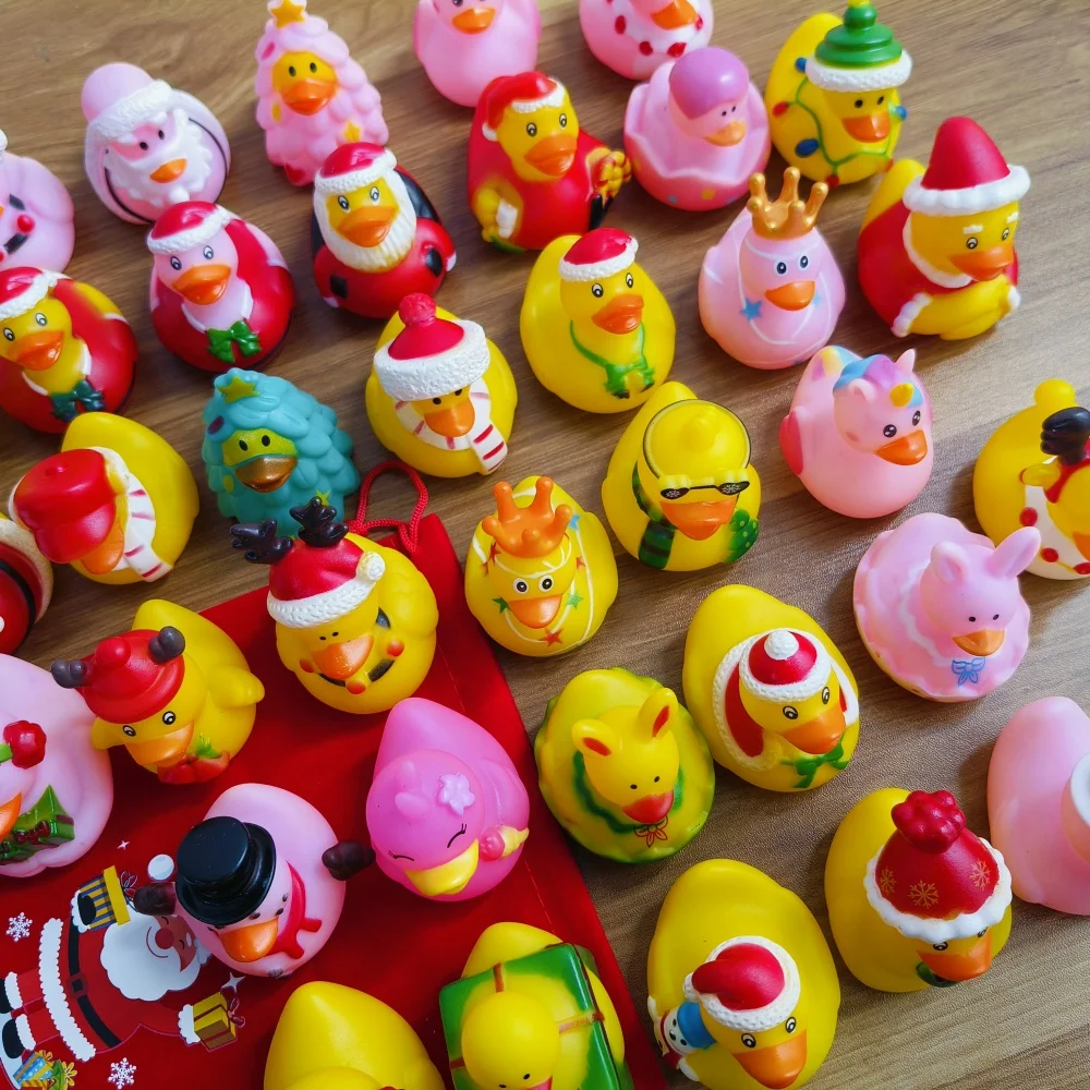 6-24pcs Christmas Rubber Ducks 2.5 Inch Assorted Rubber Ducks with Various Christmas Characters Novelty Rubber Duck Toys 6
