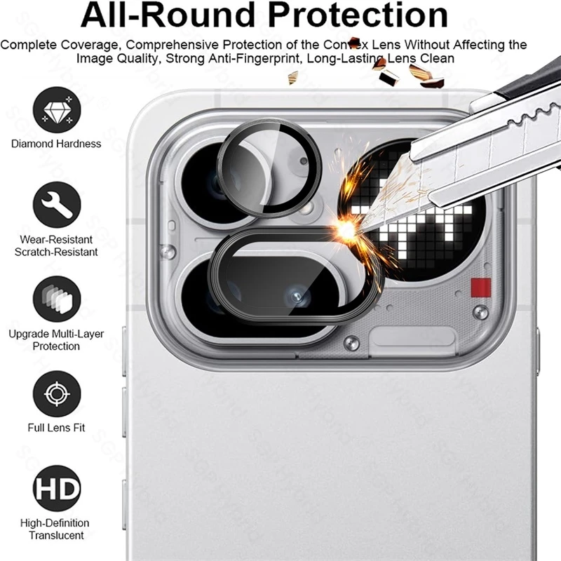 Aluminum Alloy Ring Camera Protector with 9H Glass Lens Cap