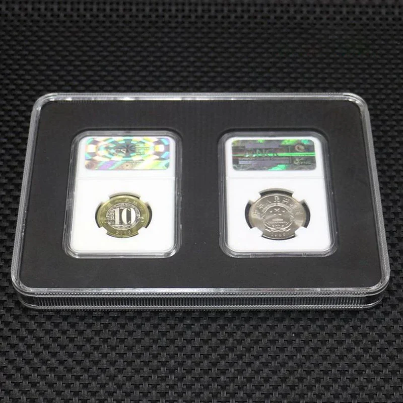 2 Acrylic Coin display Slab protection Storage Boxes Holder Storage Cases Commemorative Coins Slabs Compatible PCGS NGC Coin box 2