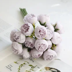 Luxurious 27 - Head Pink Peony Silk Bouquet for Elegant Home and Wedding Décor (Purple)