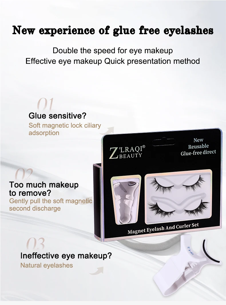 Description Picture 6 of itemNon-adhesive magnetic eyelashes, a set of reusable magnetic eyelashes, soft and curled eyelashes, easy and quick installation