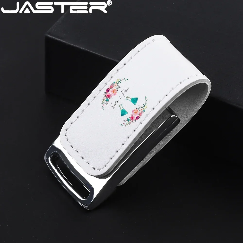 Jaster Usb 2.0 Flash Drives 128gb Impressão a Cores Moda Caneta Drive 64gb de Couro Branco com Caixa de Memória Vara Presente do Negócio u Disco - Imagem 4