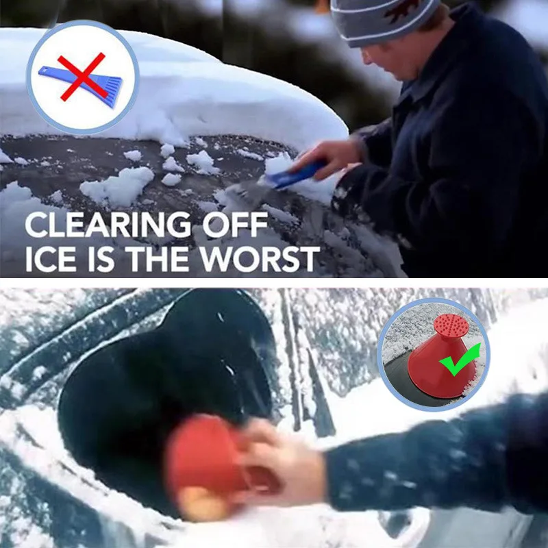 Window Cleaning Tool Car Window Windshield Magic Ice Scraper Oil Funnel Snow Remover Shovels Deicer Cone Tool Scraping Winter Accessories