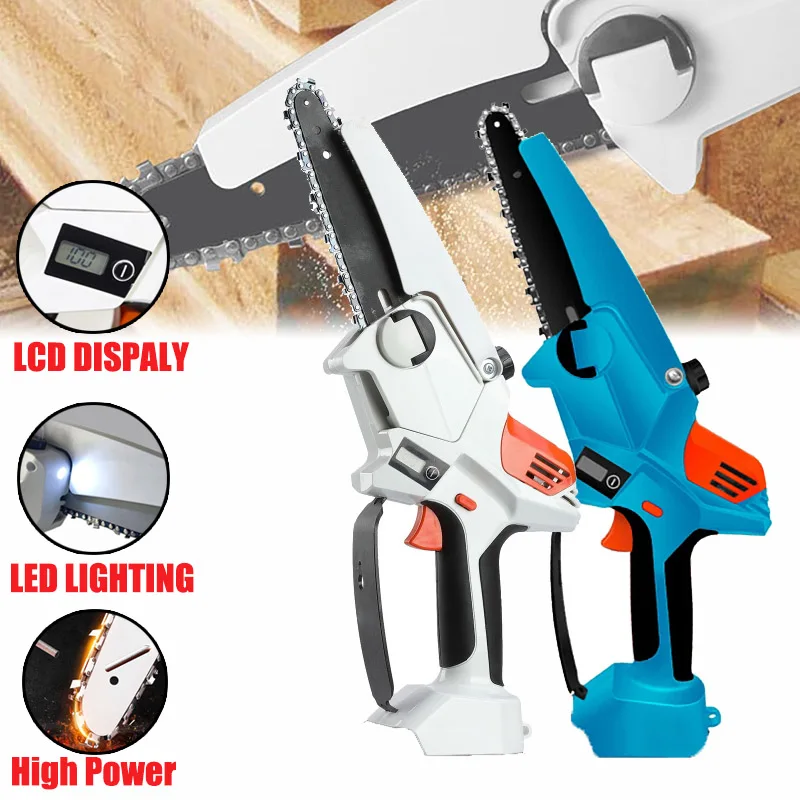 

Электрическая аккумуляторная беспроводная пила для обрезки, 21 в, портативный садовый инструмент для резки дерева, ЖК-дисплей без батареи