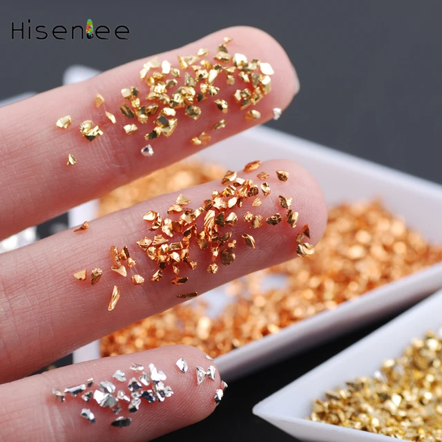 20g Nail Art Rhinestones Ore Gold Nail Gems Stone 3D Nail Art Decoration  Charms Broken Slice Nail Accessories Parts