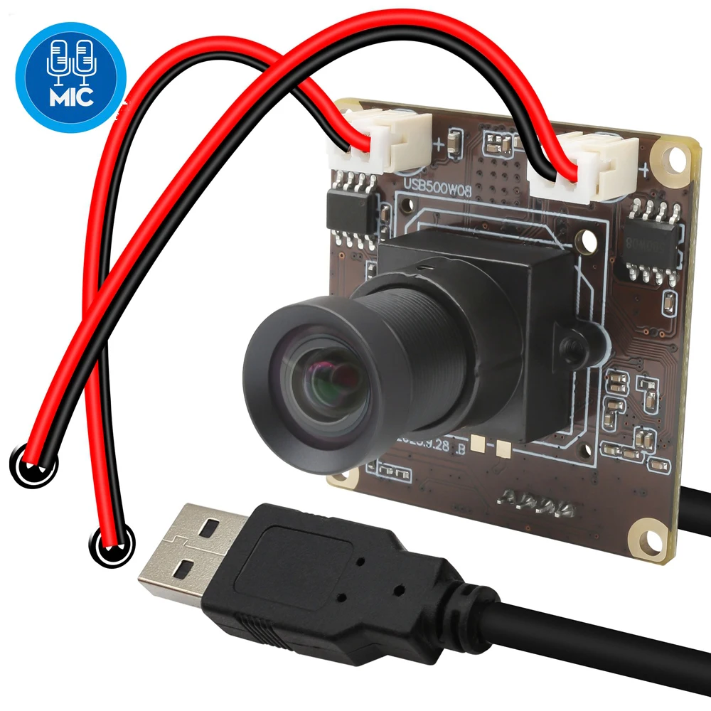 ELP 5MP USB 오디오 카메라 프리 드라이버, 왜곡 없는 미니 HD 웹캠 보드, CMOS 컬러 센서, 2592x1944P, 30fps, 1080P, IMX335