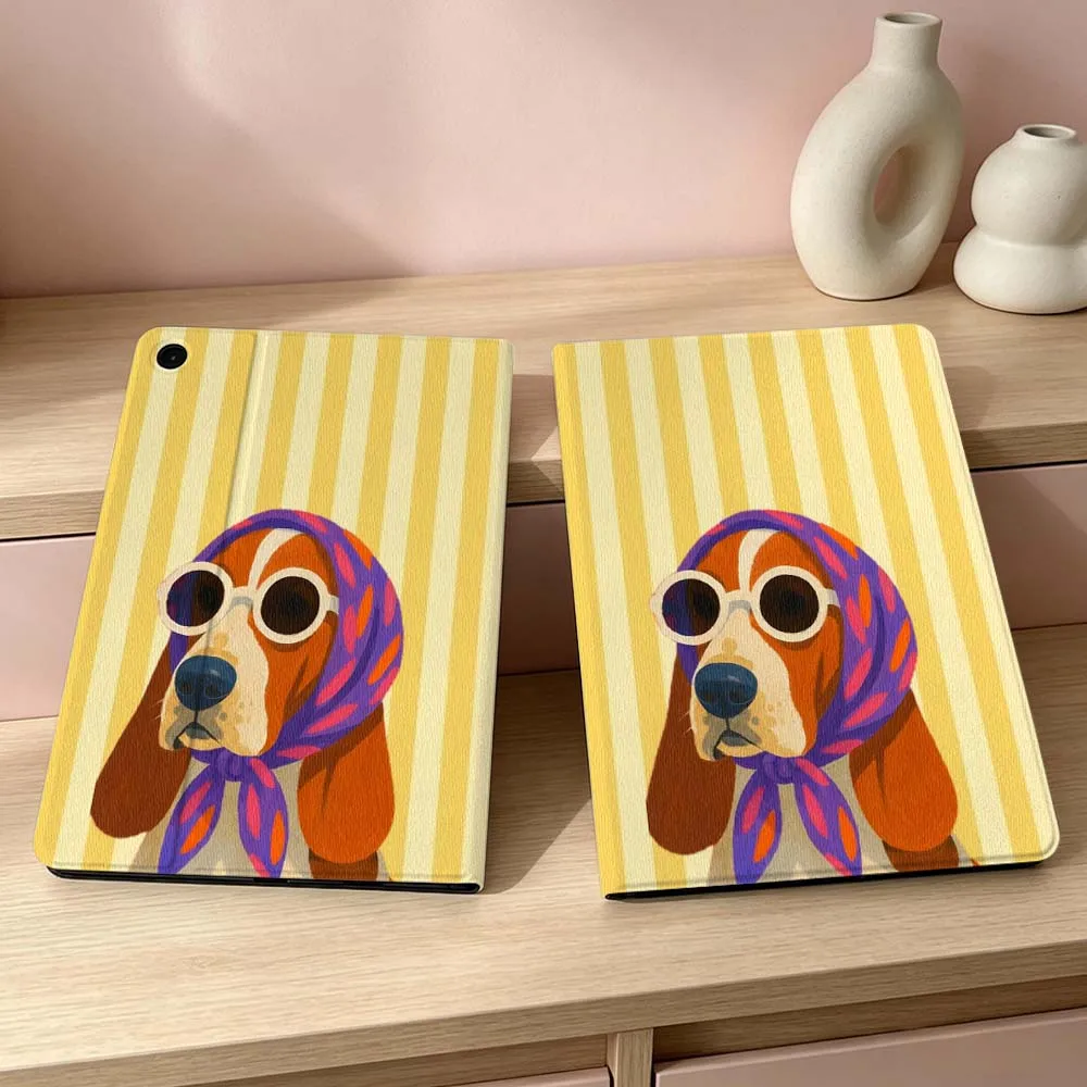 Minimalist Striped Dog Pattern Soft Tablet Case