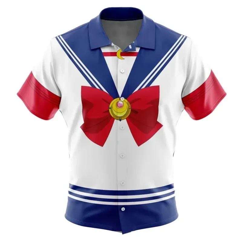 Sailor Moon Cartoon Anime Surfing Suit Girl Short Sleeved Summer Fake Sailor Suit Women's Fashionable Short Sleeved Shirt