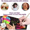 Scratch Paper Art Set Rainbow Card Scratch Black Scratch It Off Paper Crafts Notes with Wooden Stylus Stencils for Kid DIY Gift 2