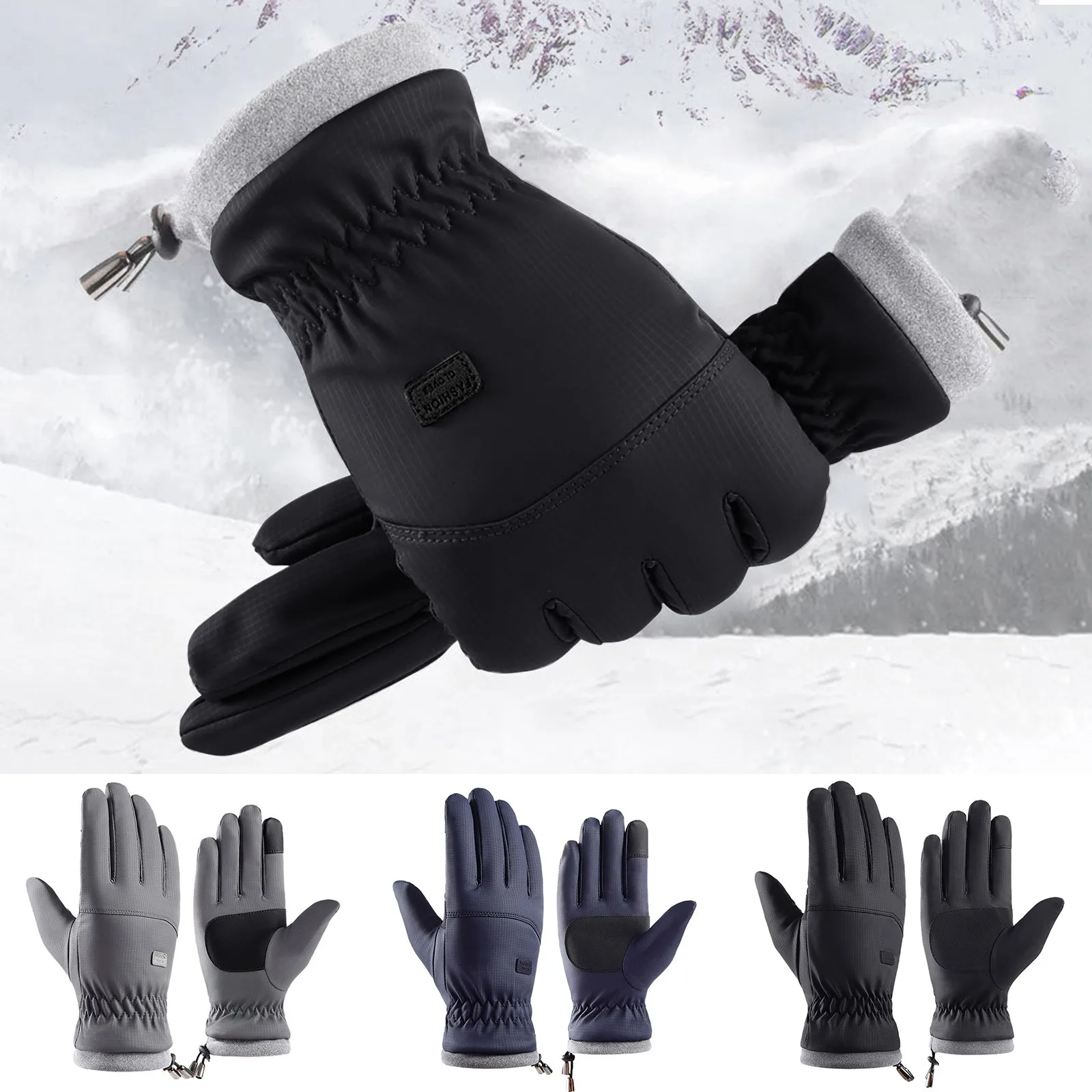 

Unisex Ski Gloves Winter Touch Screen Windproof Thermal Fleece Thick Sports Mittens Cycling Warm Windproof Gloves For Men Women