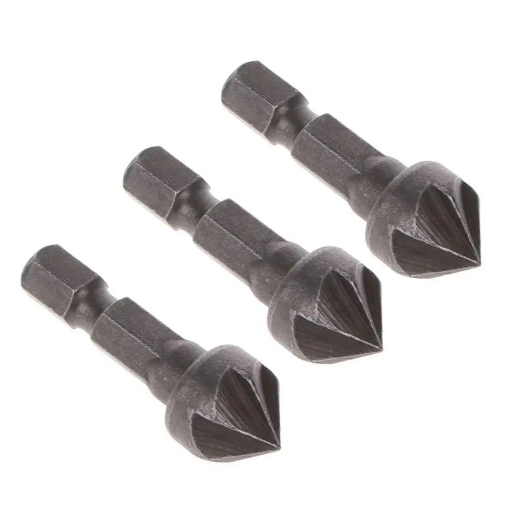 Drill Bits 5 Flute Drill Bits 13mm Diameter 36mm Length 3Pcs 5 Flute 90 Degree 6.35mm Shank Diameter 1/4\\\