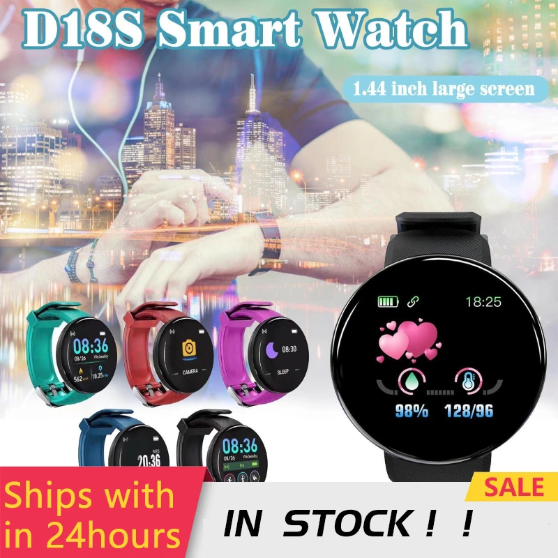 New Smart Watch Men Women Smart Bracelet LED D18 Smartwatch Waterproof Smart Touch Screen Bracelet Smartband 2022 Inteligente