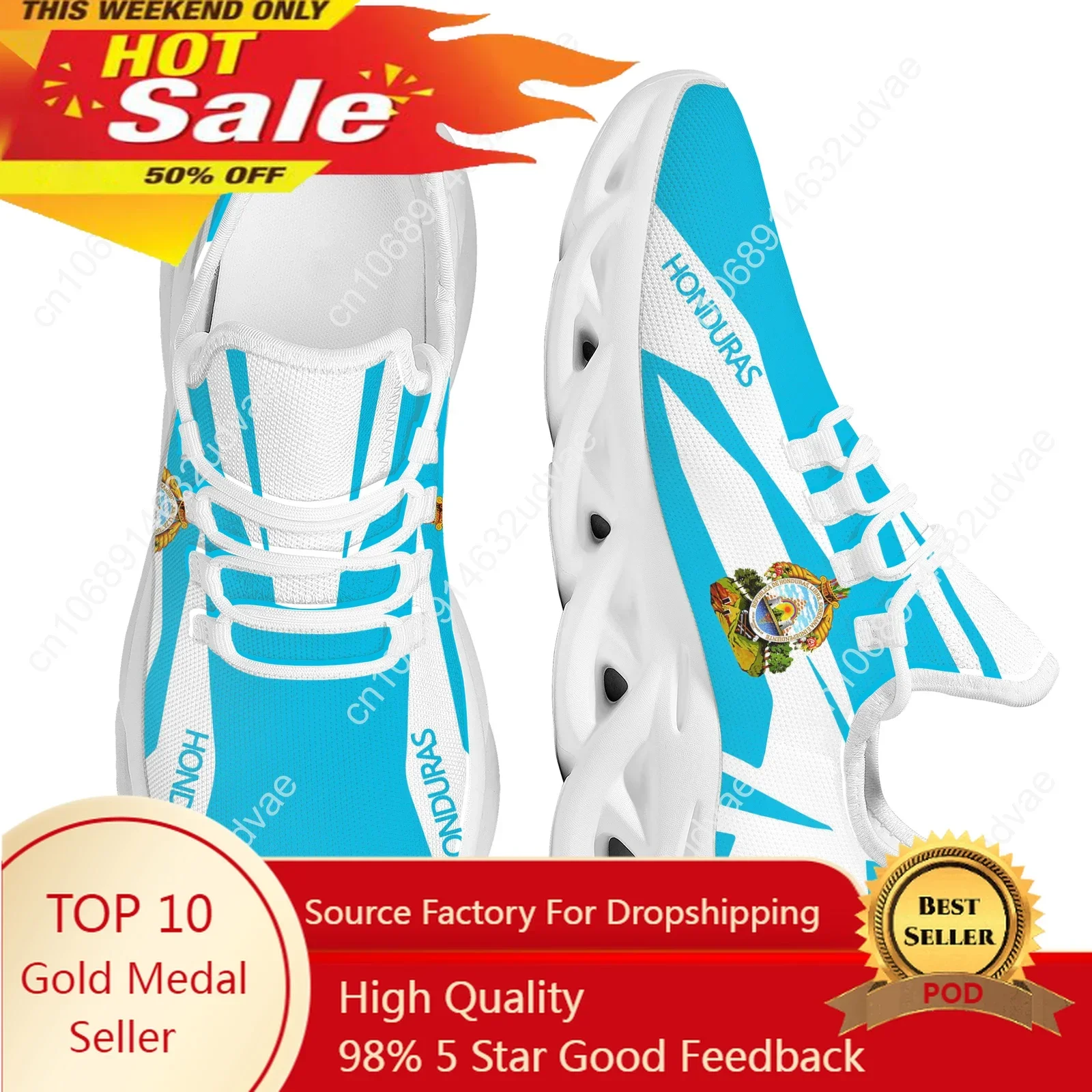 Hot Sale Men's Vulcanized Shoes Honduras Flag Print Flat Shoes Casual Men Lace Up Breathable Cozy Sneakers Chaussure Femme