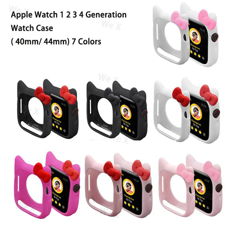 

Hello Kitty Silicone protective Cover For Apple Watch Case 44 40 42 38mm for iwatch Serie Protector Case watch Accessories