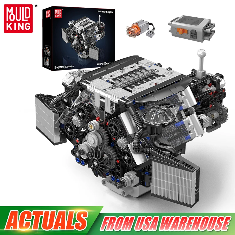 Mould King 10230 Technical Engine Toys The Motorized A8 Car W12 Engine Building Block Assembly Car Engine Brick Set Kids Gift
