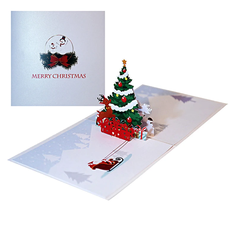 Biglietto d'auguri pop-up per albero di Natale 3D con busta, Babbo ...