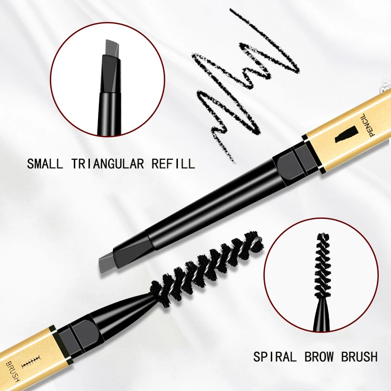 Small gold bar double-ended eyebrow pencil three-dimensional eyebrow shape long-lasting without smudging, slender and natural 6