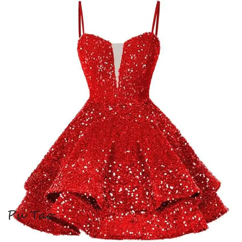 

2024 New Sexy Evening Dress For Party Strapless Sequin Short Prom Dress For Party Knee-length Homecoming Dress Vestido De Novia