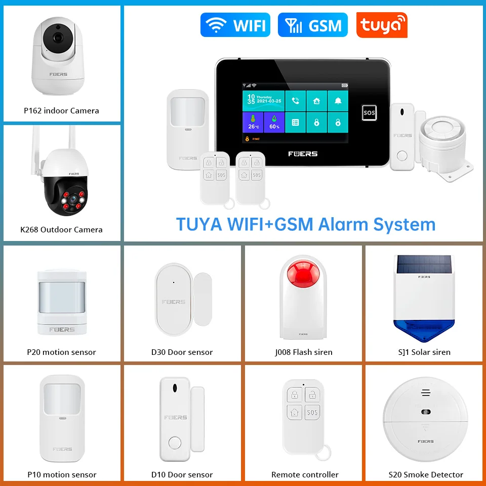 4.3 Inch TFT Screen WiFi GSM G60B DIY Tuya Smart Home Security Alarm System Temperature Humidity 433MHz Control Siren security system motion detector security alarm wireless alarm