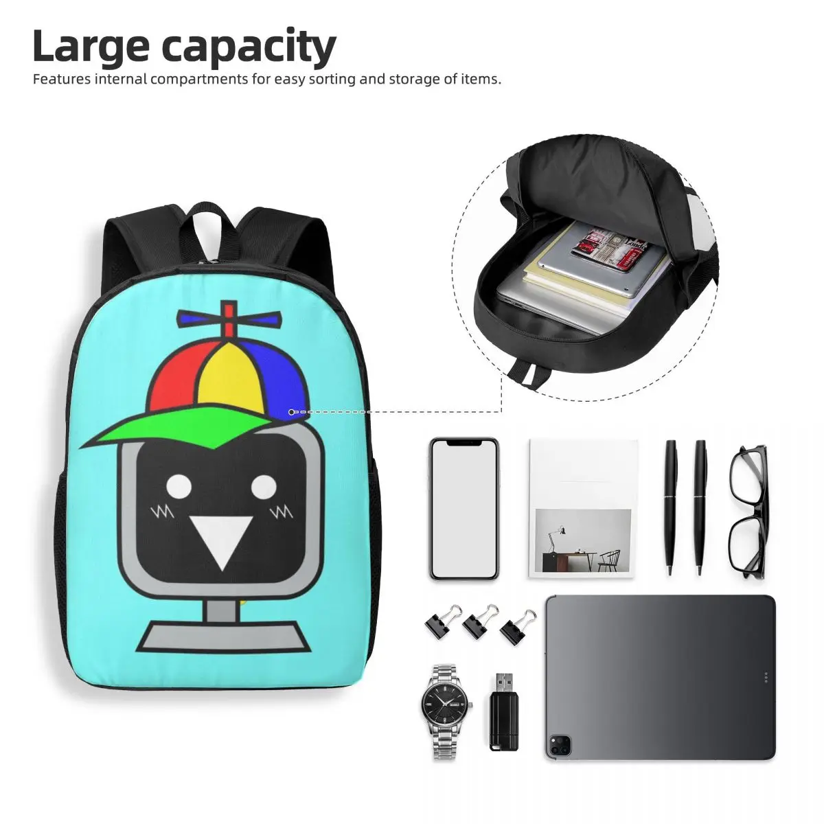 Custom Sprunki Happy Mr Fun Computer Head Fashion Kids Backpack Women Men Teenagers Schoolbags Travel Laptop Backpack 6