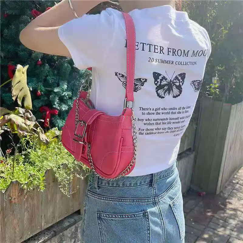 Y2K Pink Denim Satchel Bag for Women Pink Hobo Bag Punk Style Shoulder Bag  Crossbody Bag Handbag for Pink Party Accessories