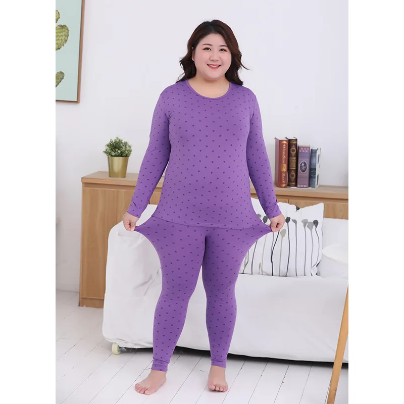 

Long Johns Woman Winter Clothes Plus Plus Size Slim Fit Elastic Printing Warm Clothing Set Thermo Underwear Ropa De Mujer