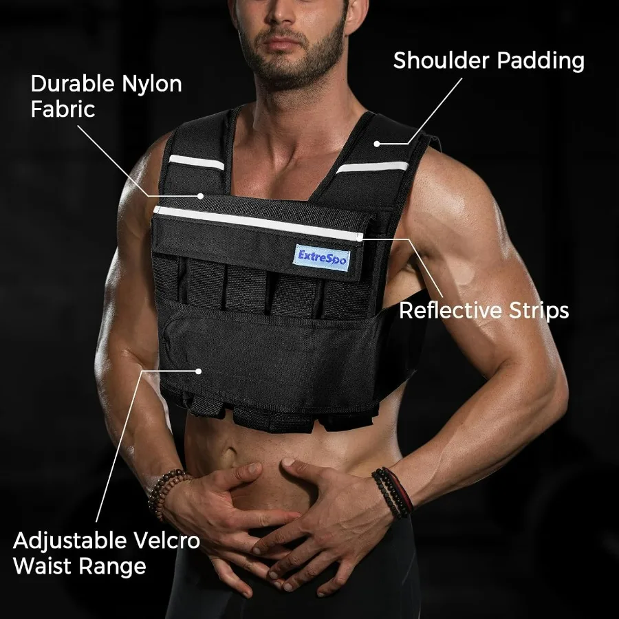 Adjustable Weighted Vest for Men Women, 40lb Rucking Weight Vests Adjustable for Running, Training Workout, Jogging, Walking