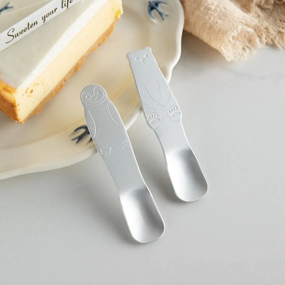 Dessert Scoop Aluminum Ice Cream Spoon Japan Self-melting Type Dessert Spoon Penguin/bear Pattern Silver Coffee Kids