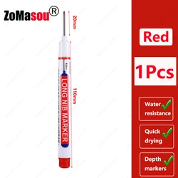 Waterproof Deep Hole Marker Pen - 2cm Long Head for Metal & Woodworking (1 - 100 Pcs, Red/Black/Blue/Green Ink) (20mm Red 1pcs)