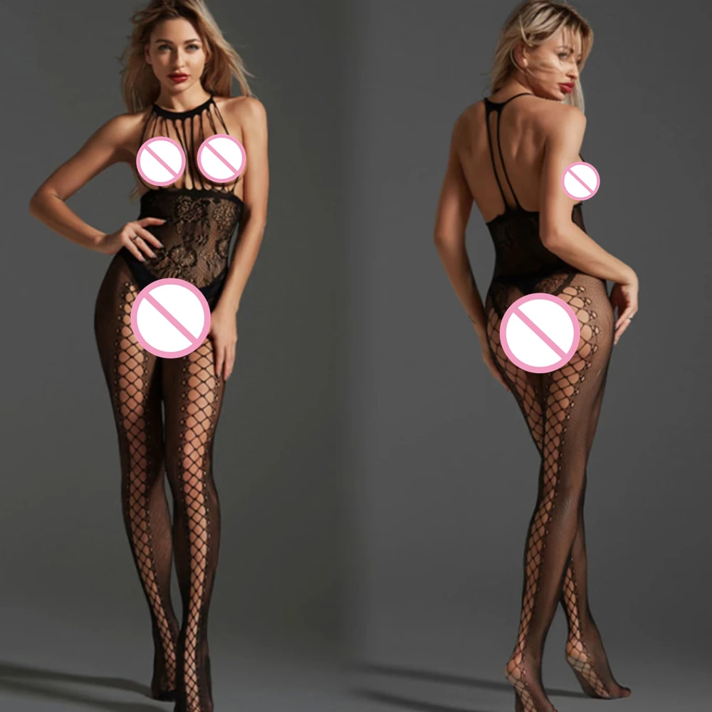 

Hot Sexy Fishnet Bodysuit Hollow Out Erotic Lingerie Women Mesh Body Stockings Porn Costumes Crotchless Open Crotch Underwear