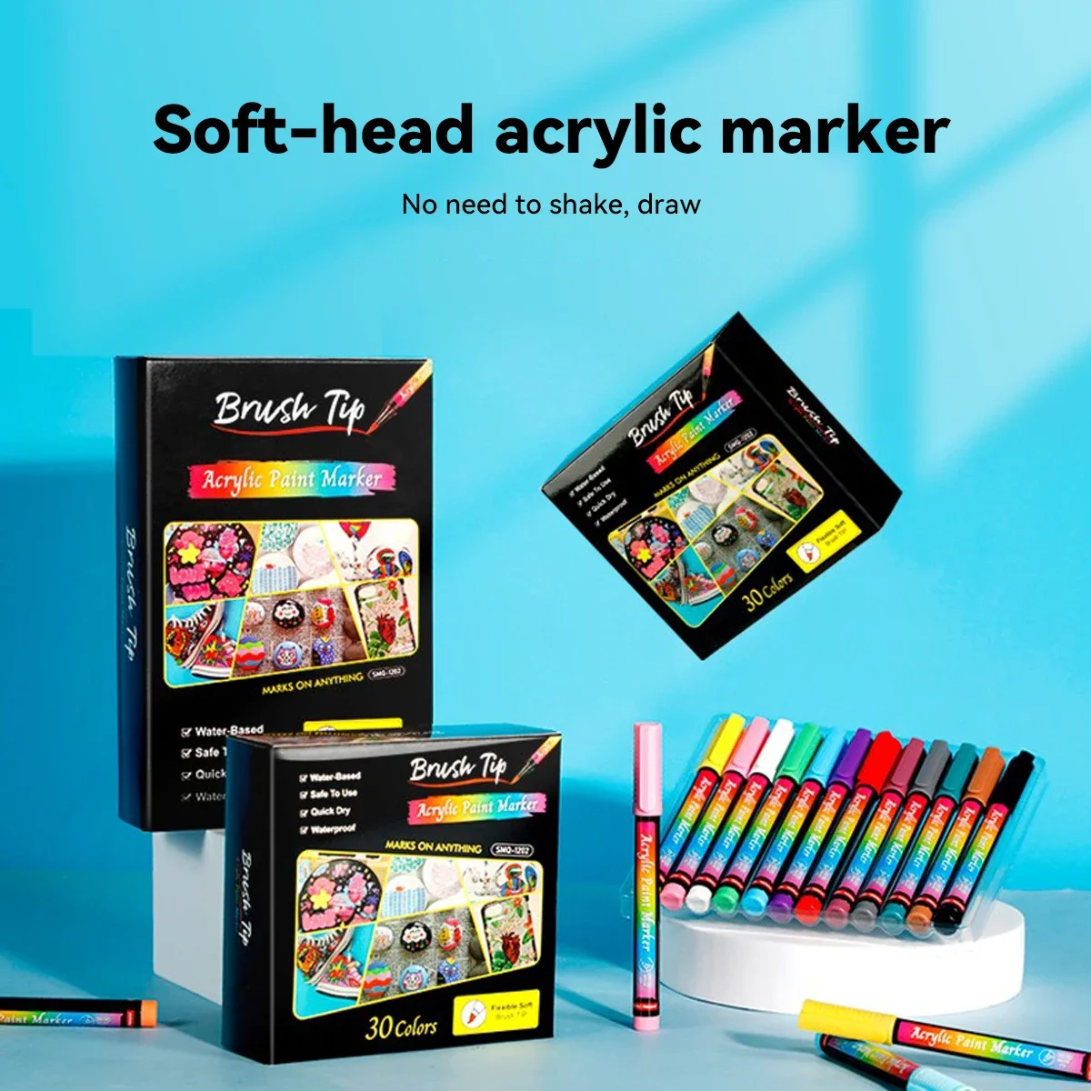 12-48Colors Soft Head Acrylic Marker Pen Set Waterproof Split Color Gradient Kawaii Graffiti Pen School Supplies Stationery 2
