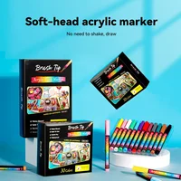 12-48Colors Soft Head Acrylic Marker Pen Set Waterproof Split Color Gradient Kawaii Graffiti Pen School Supplies Stationery 2