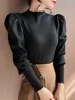 Autumn Winter Sweater Turtleneck Slim Fit Basic Pullovers Fashion Korean Knit Tops Puff Sleeve Womens Sweater Stretch Jumpers 4