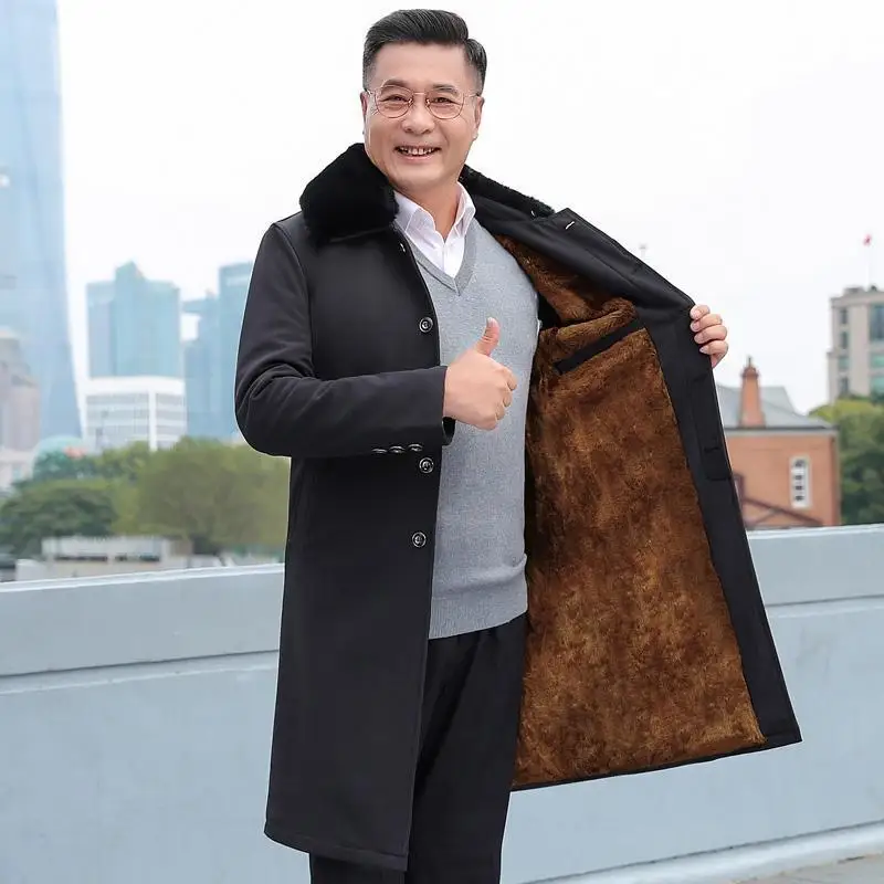 

Winter Middle-Aged and Elderly Men's Jackets Slim Fitting Cotton Plush Thickened Clothing A267