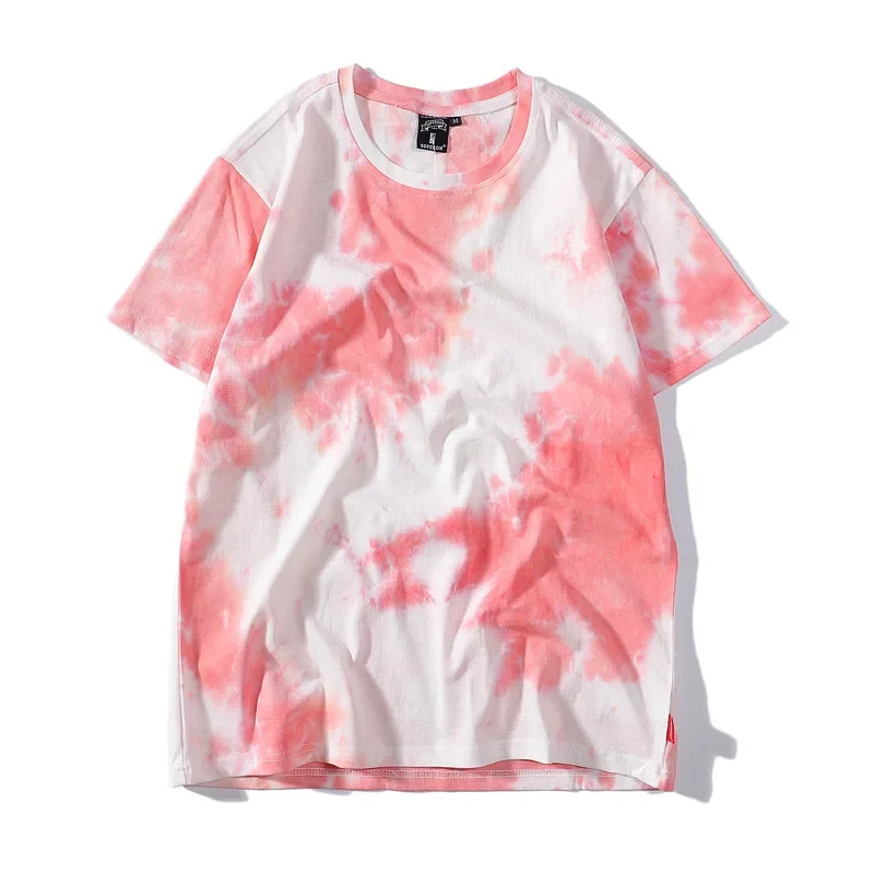 

Fashion Short-sleeved T-shirts 2022 Summer New Tie-dye Print Round Neck Casual Sporty Men's Women's Home Service Tops T-shirt