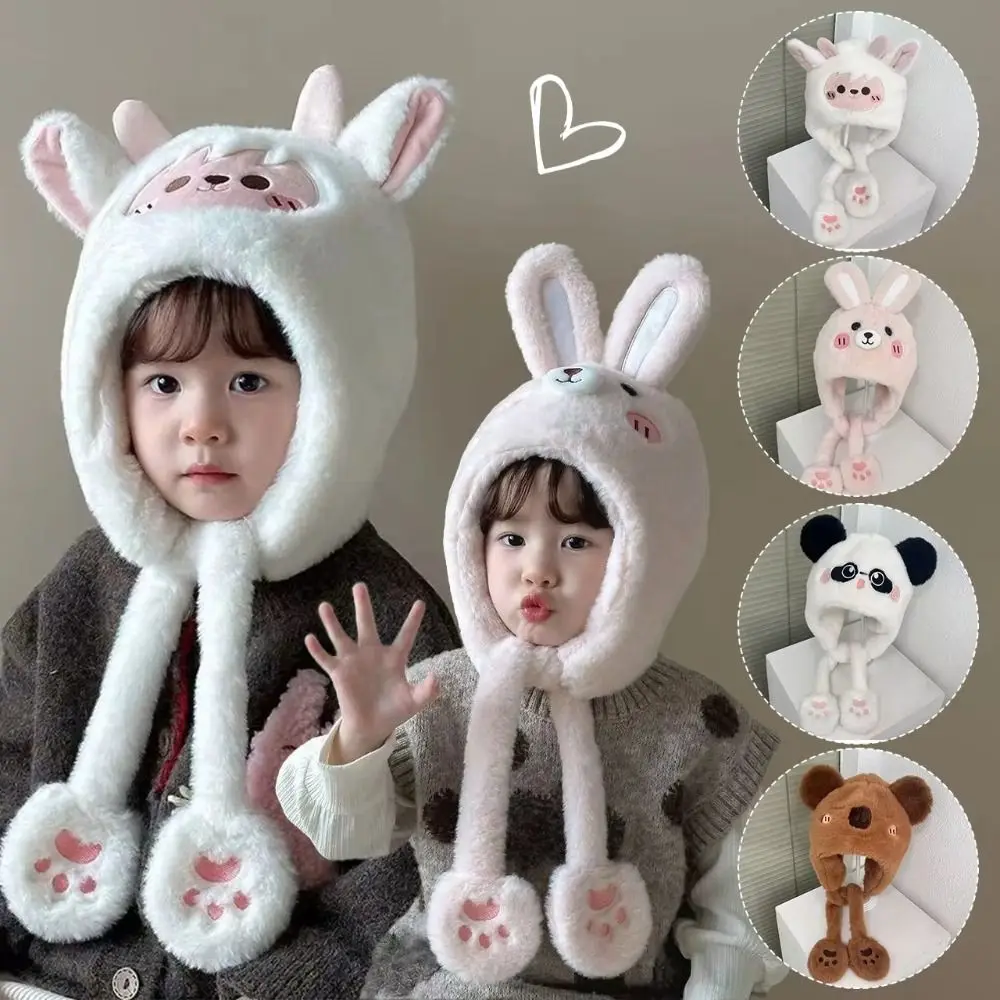 Kawaii Baby Ear Protection Hat Coldproof Windproof Children's Pullover Cap Creative Lamb Capybara Hooded Scarf Autumn and Winter