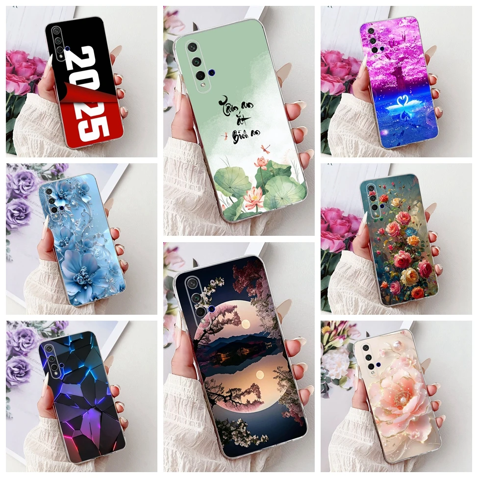 Cute Cat & Floral Design Phone Case for Huawei Honor 20/Nova 5T