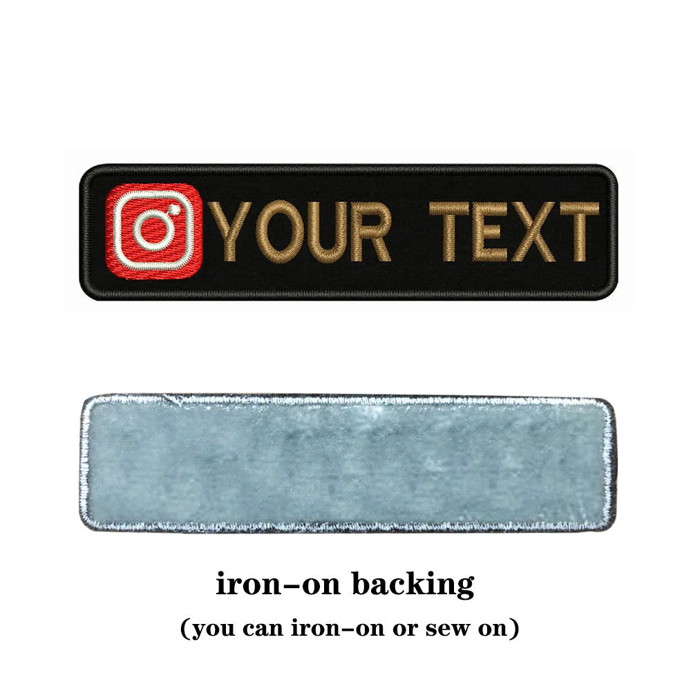 Instagram Logo 10X2.5cm Embroidery Custom Name Text Patch Stripes Badge Iron On Or Velcros Patches 