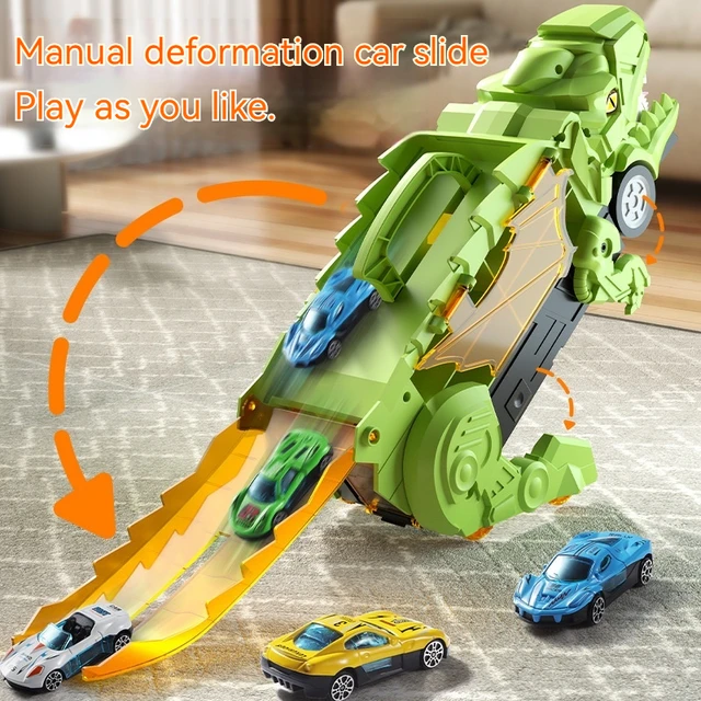 Puzzle Transformation Dinosaur Toy Car Dinosaur Swallowing Car Large Storage Alloy Car Track Inertial Sliding Children's Gifts 2
