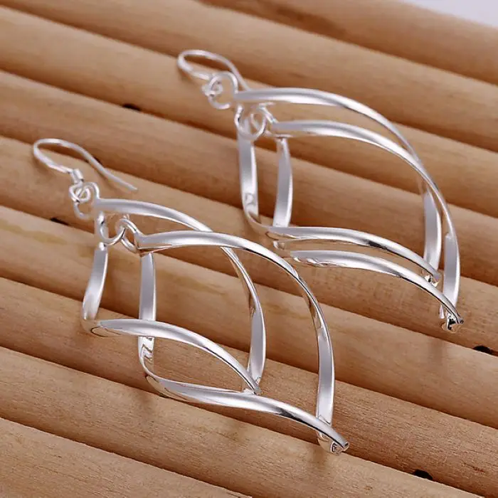 New Arrival 925 Sterling Silver wedding Earring Jewelry Women High Quality Long Earrings Hanging Drop hoop