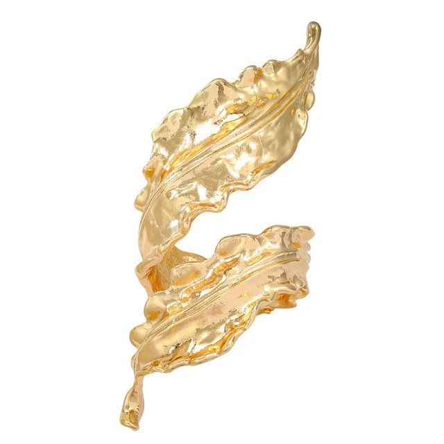 New Gold Color Leaf Alloy Bracelet Bangle for Women Girls Bohemian Hip-hop Exaggerated Chunky Punk Jewelry Gifts 2024 Trendy 4