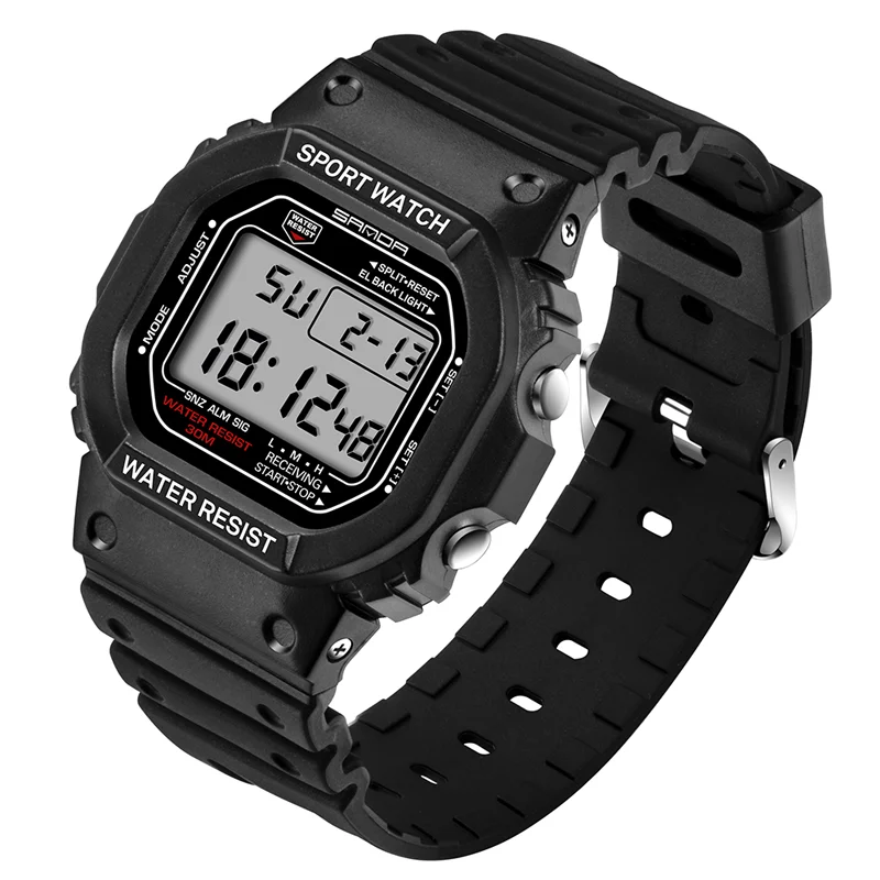 Unisex Shockproof Waterproof Digital Sports Watch with Stopwatch Features