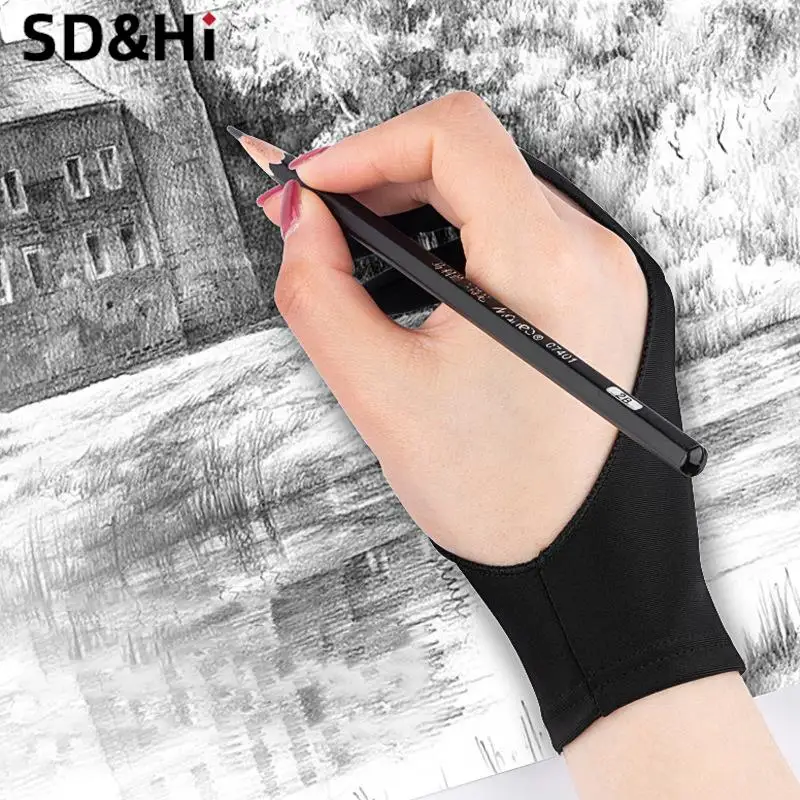 Anti-touch Two-Finger Hand Painting Gloves For Tablet Digital Board Screen Touch Drawing Anti-fouling Oil Painting Art Supplies 4
