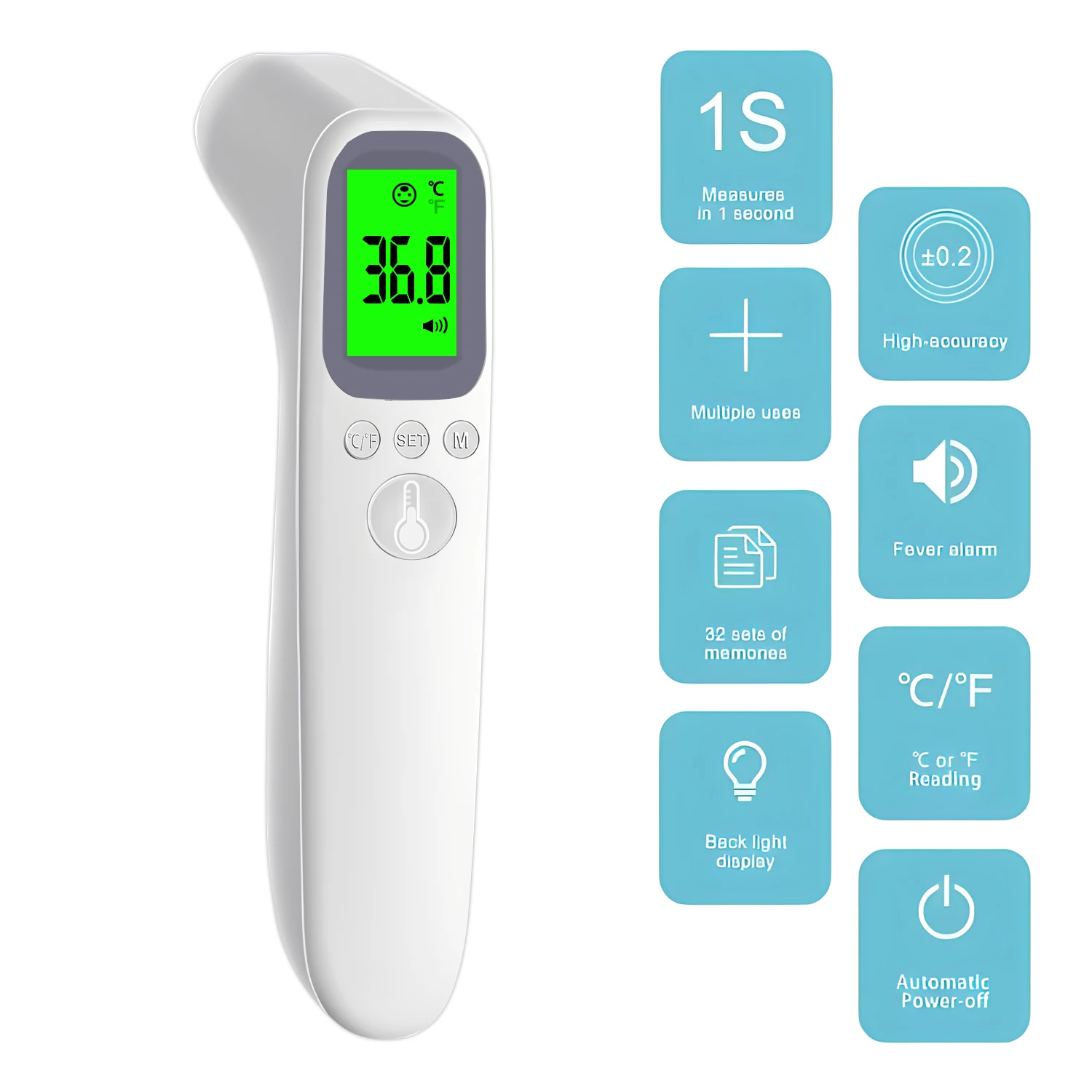 Digital Infrared Fever Thermometer Medical Household Infant Adult Forehead Non-contact Body Temperature Ear Thermometer